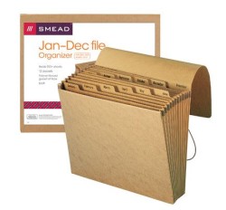Smead 70186 Expanding File, Monthly (Jan.- Dec.), 12 Pockets, Flap and Cord Closure, 12